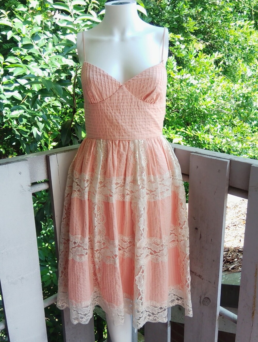 Vintage Y2K Cottagecore Betsey Johnson Lace Pleated Coquette Aline Dress